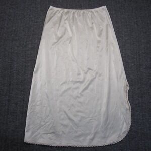 Vtg Cabernet Half Slip Womens L Cream Side‎ Slit Lace Trim Elastic Waist 70s 80s
